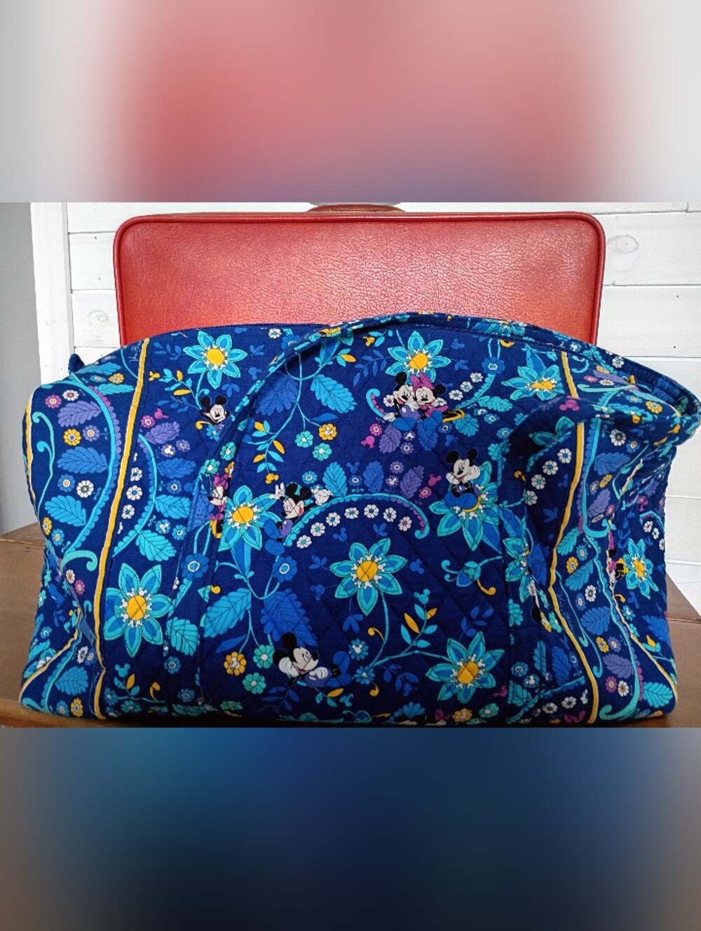 Vera Bradley x Disney Blue Quilted Duffel Tote Bag - Dreaming with Mickey